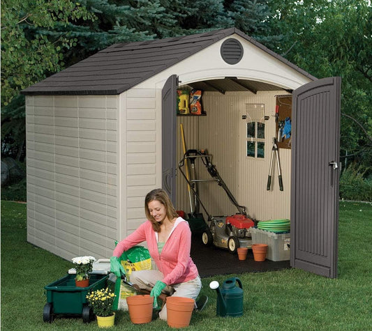 Lifetime Outdoor Storage Shed Polyethylene and Steel Putty/Brown 2.44m