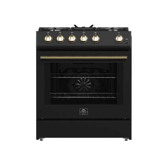 FORNO Espresso Leonardo Gas Range 76.2cm 141.6L Black FFSGS1116-30BLK