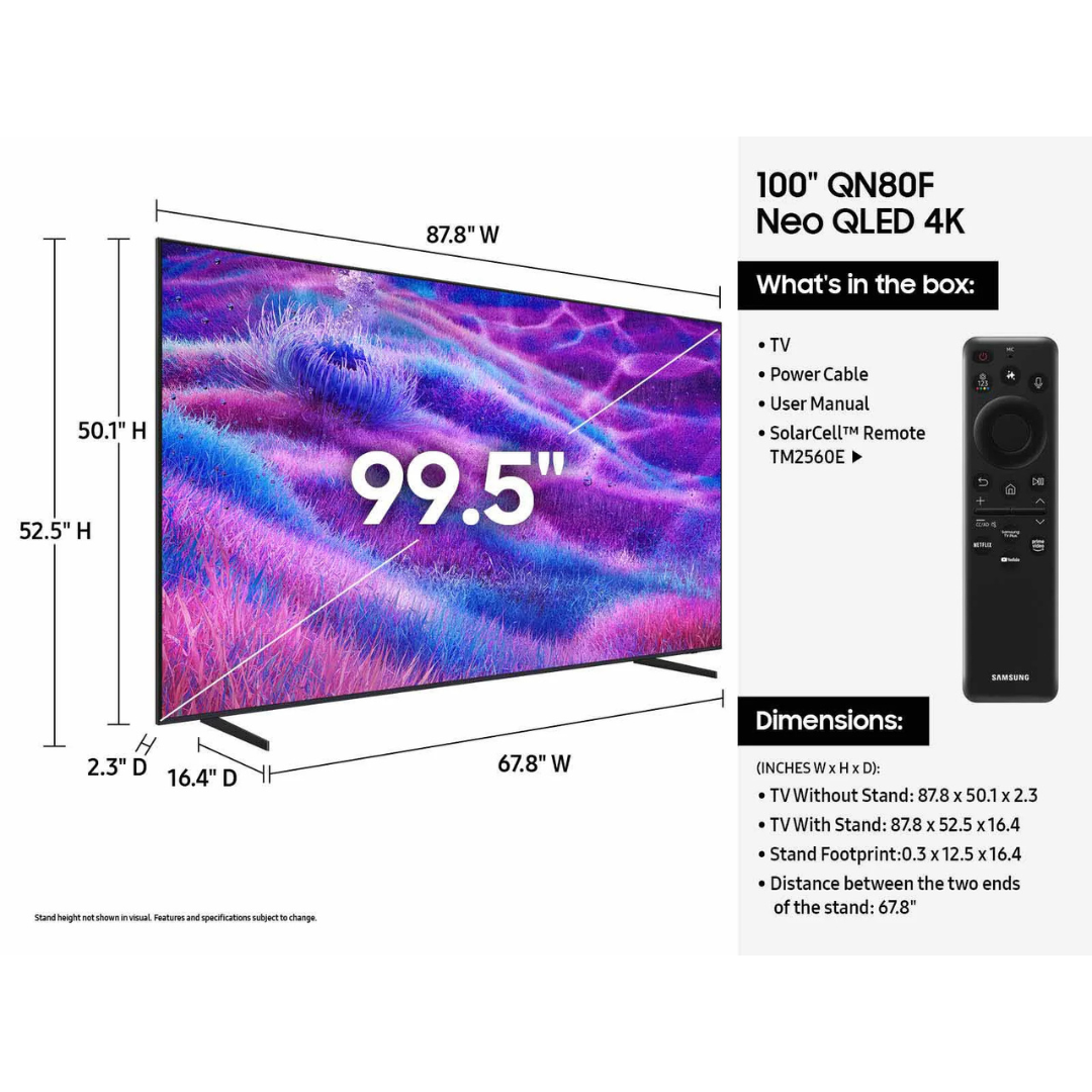 Samsung QN100QN80F QN80F 100" 4K HDR Smart Neo QLED Mini-LED TV QN100QN80FFXZA