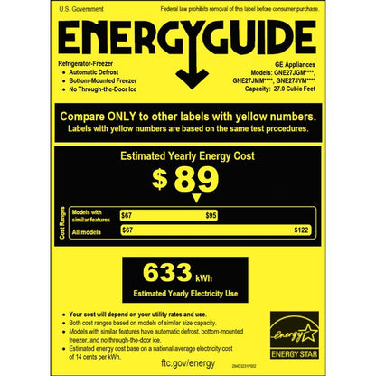 GE 27 cu ft French-Door Refrigerator with Internal Water Dispenser