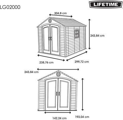 Lifetime Outdoor Storage Shed Polyethylene and Steel Putty/Brown 2.44m