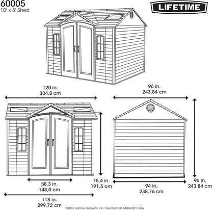 Lifetime Outdoor Storage Shed Polyethylene and Steel Tan 3.05m