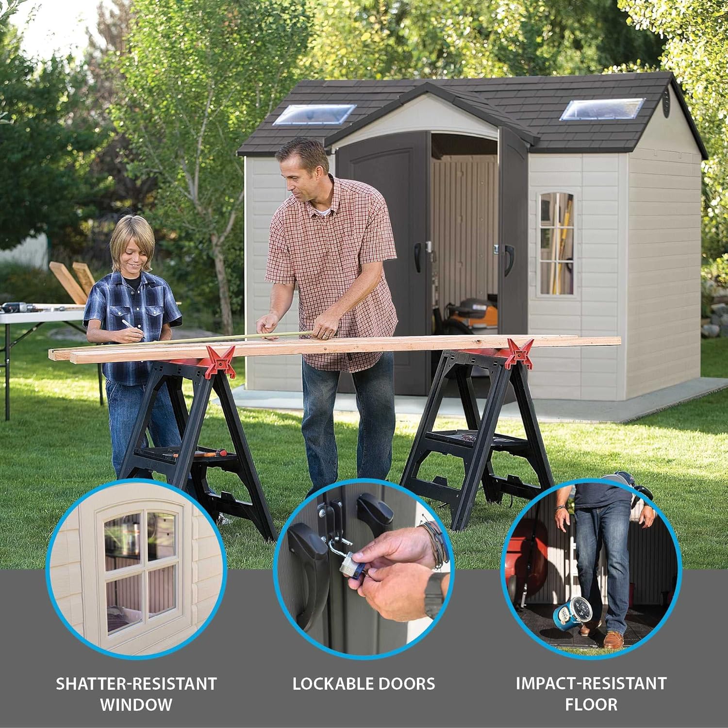 Lifetime Outdoor Storage Shed Polyethylene and Steel Tan 3.05m