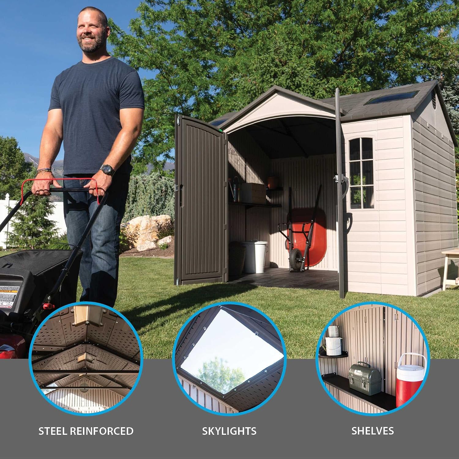 Lifetime Outdoor Storage Shed Polyethylene and Steel Tan 3.05m