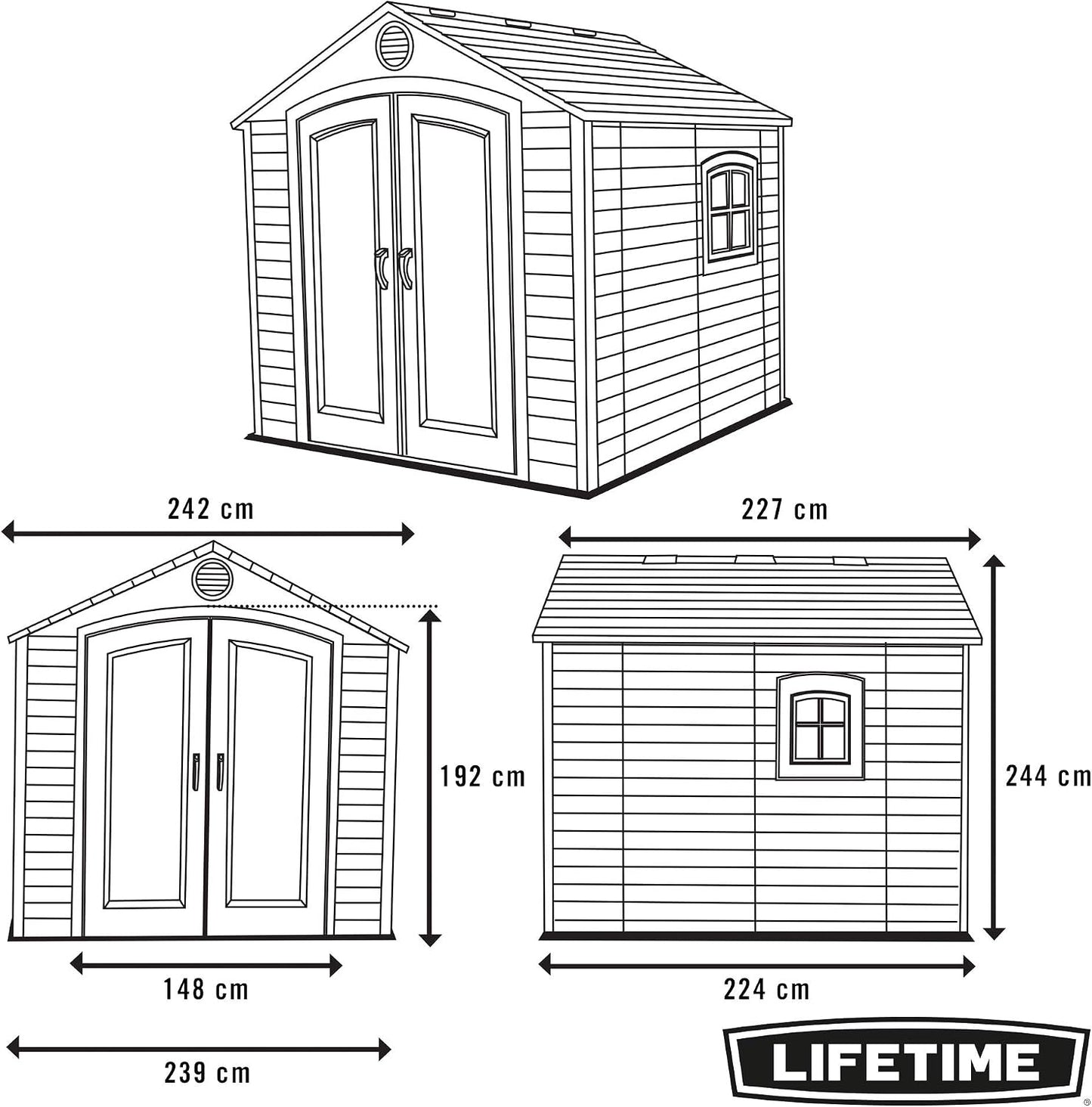 Lifetime Outdoor Storage Shed Polyethylene and Steel Putty/Brown 2.44m