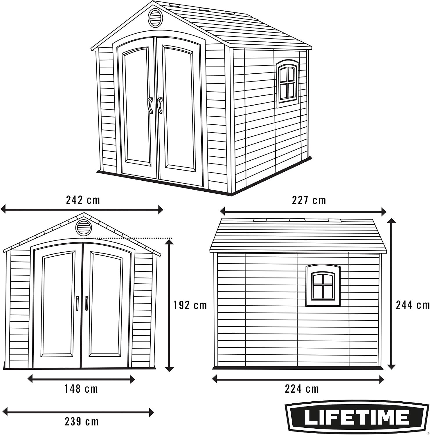 Lifetime Outdoor Storage Shed Polyethylene and Steel Putty/Brown 2.44m