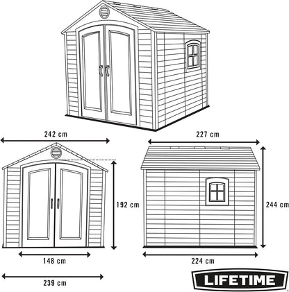 Lifetime Outdoor Storage Shed Polyethylene and Steel Putty/Brown 2.44m