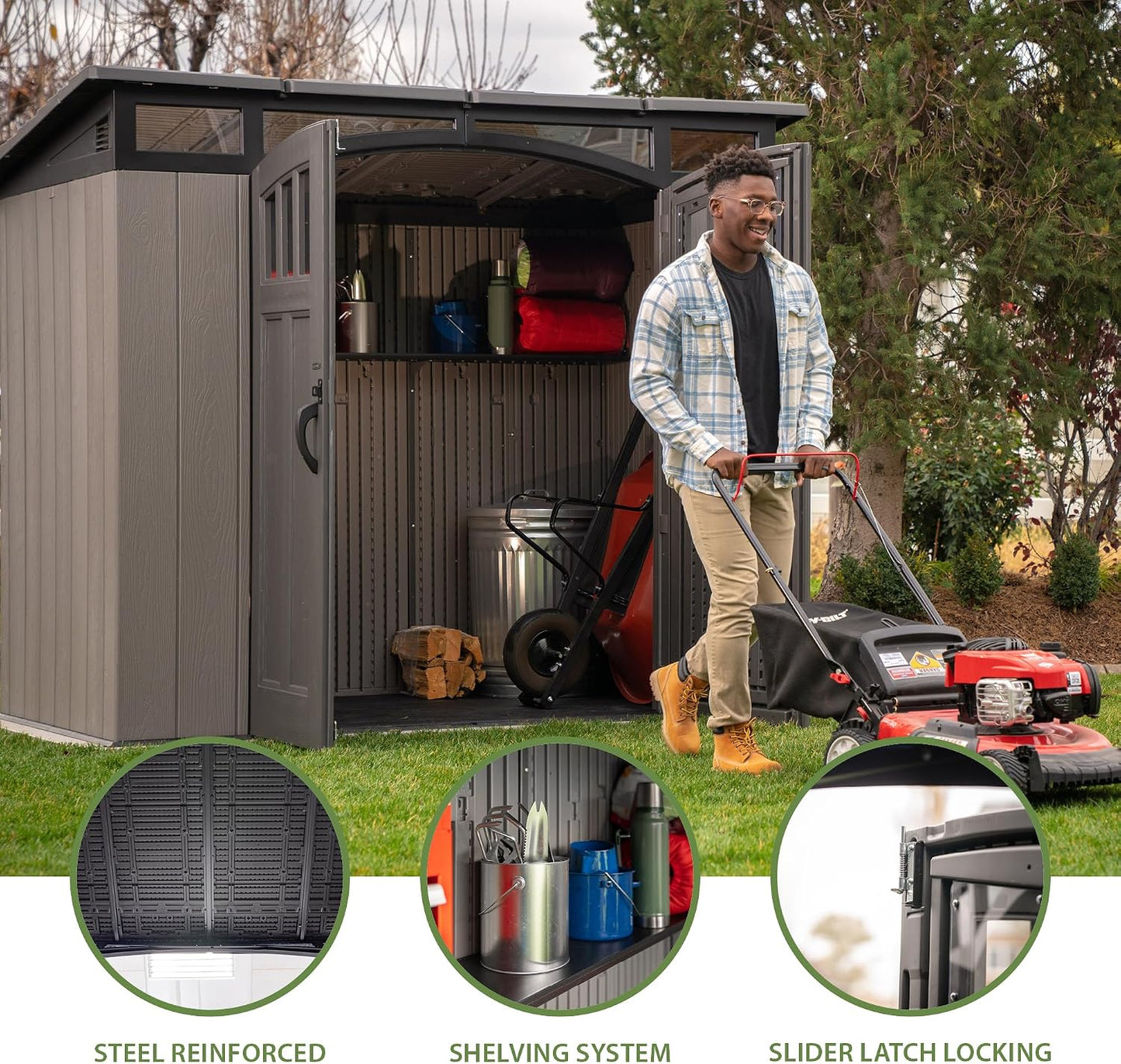 Lifetime Outdoor Storage Shed Polyethylene and Steel Gray 2.44m