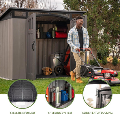 Lifetime Outdoor Storage Shed Polyethylene and Steel Gray 2.44m