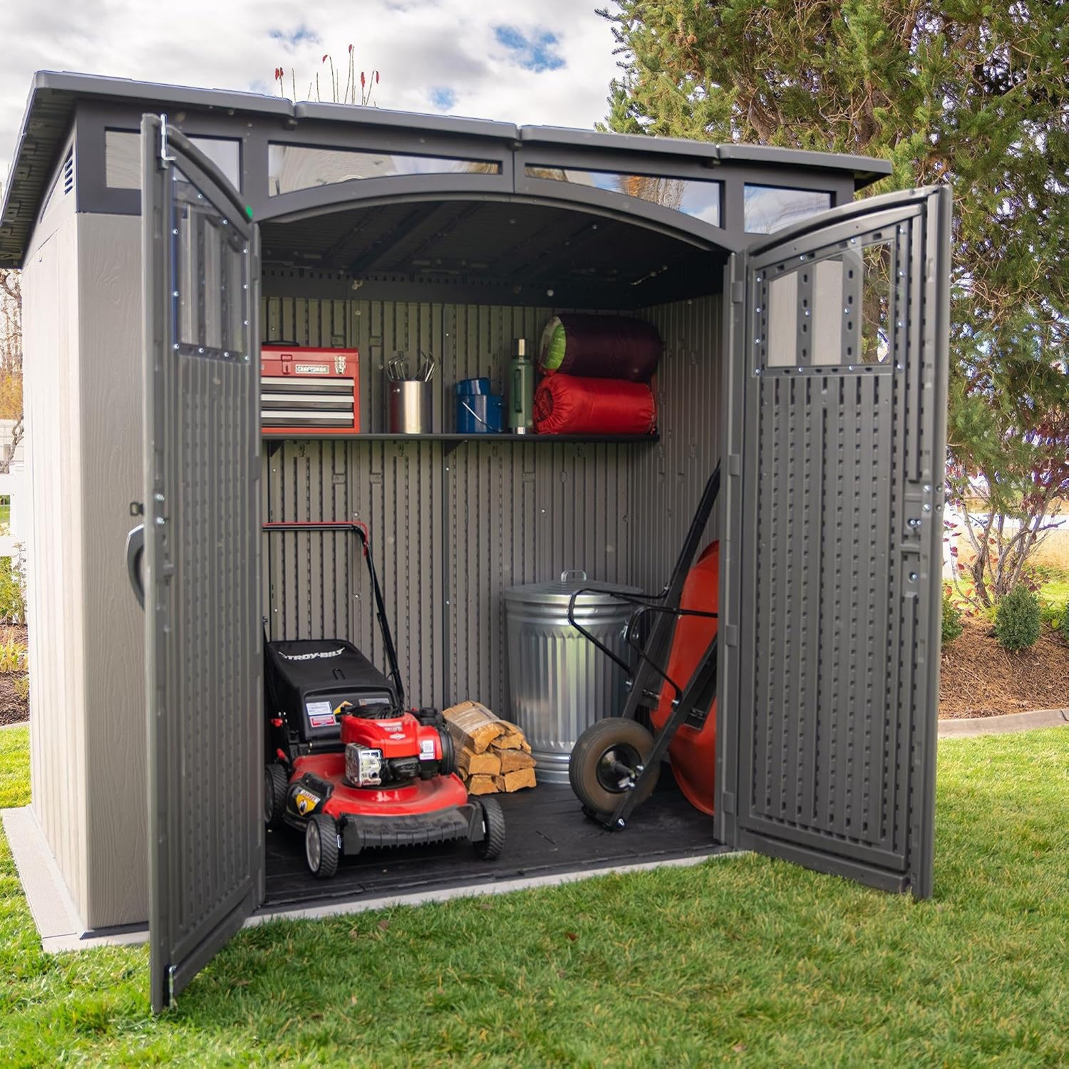 Lifetime Outdoor Storage Shed Polyethylene and Steel Gray 2.44m