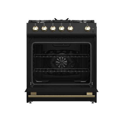 FORNO Espresso Leonardo Gas Range 76.2cm 141.6L Black FFSGS1116-30BLK