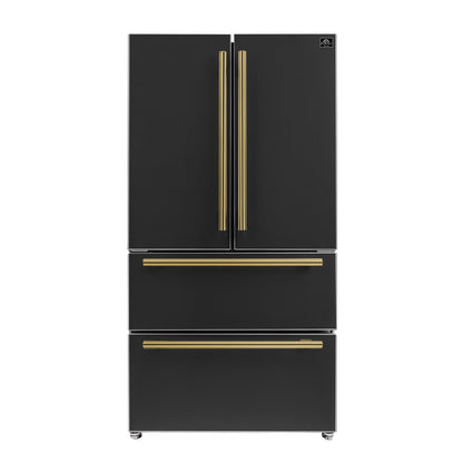 FORNO Moena French Door Refrigerator 91.4cm 543.7L Black FFRBI1820-36BLK